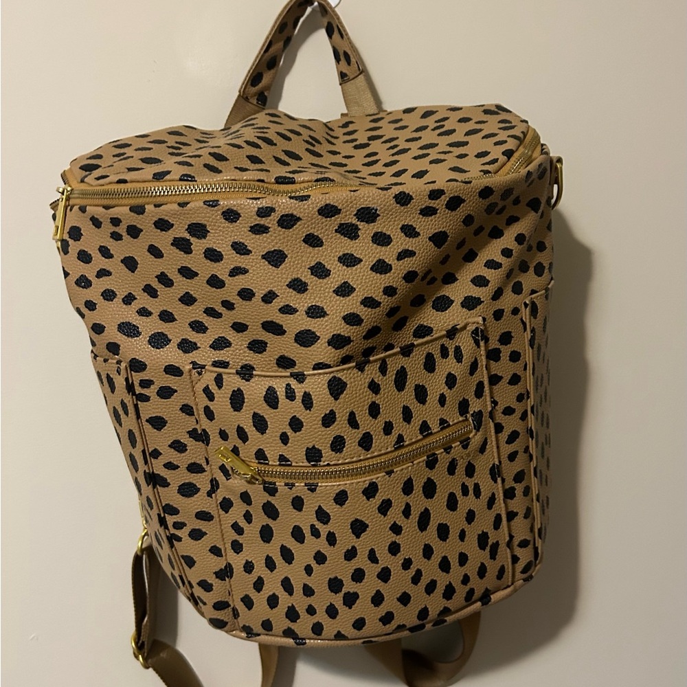 Leopard Print Tan Backpack